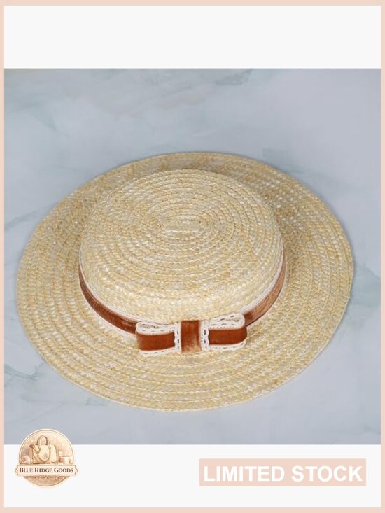Straw Bowknot Boater Hat Summer Beach Sun Hat Womens Fedora Jazz Hat main image 5